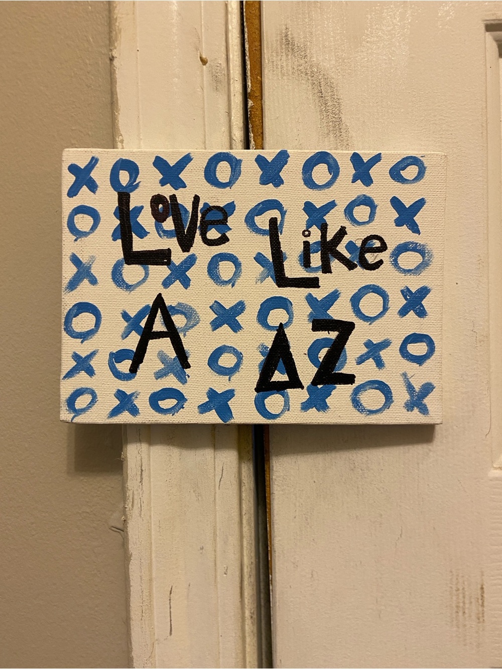 “Love Like A ΔZ” Blue & White Canvas Sign